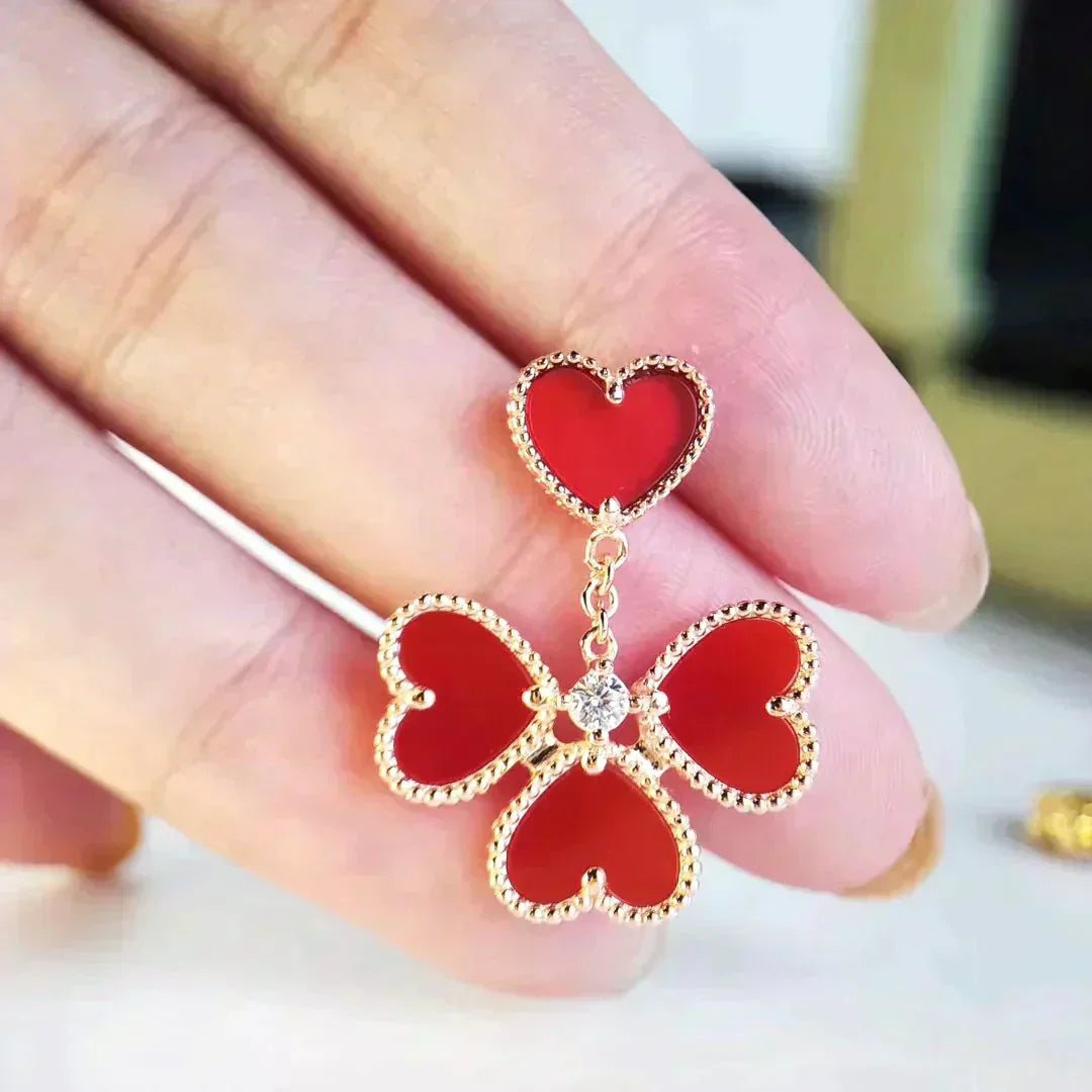 [Luxe Jewelry]SWEET CLOVER CARNELIAN EARRINGS