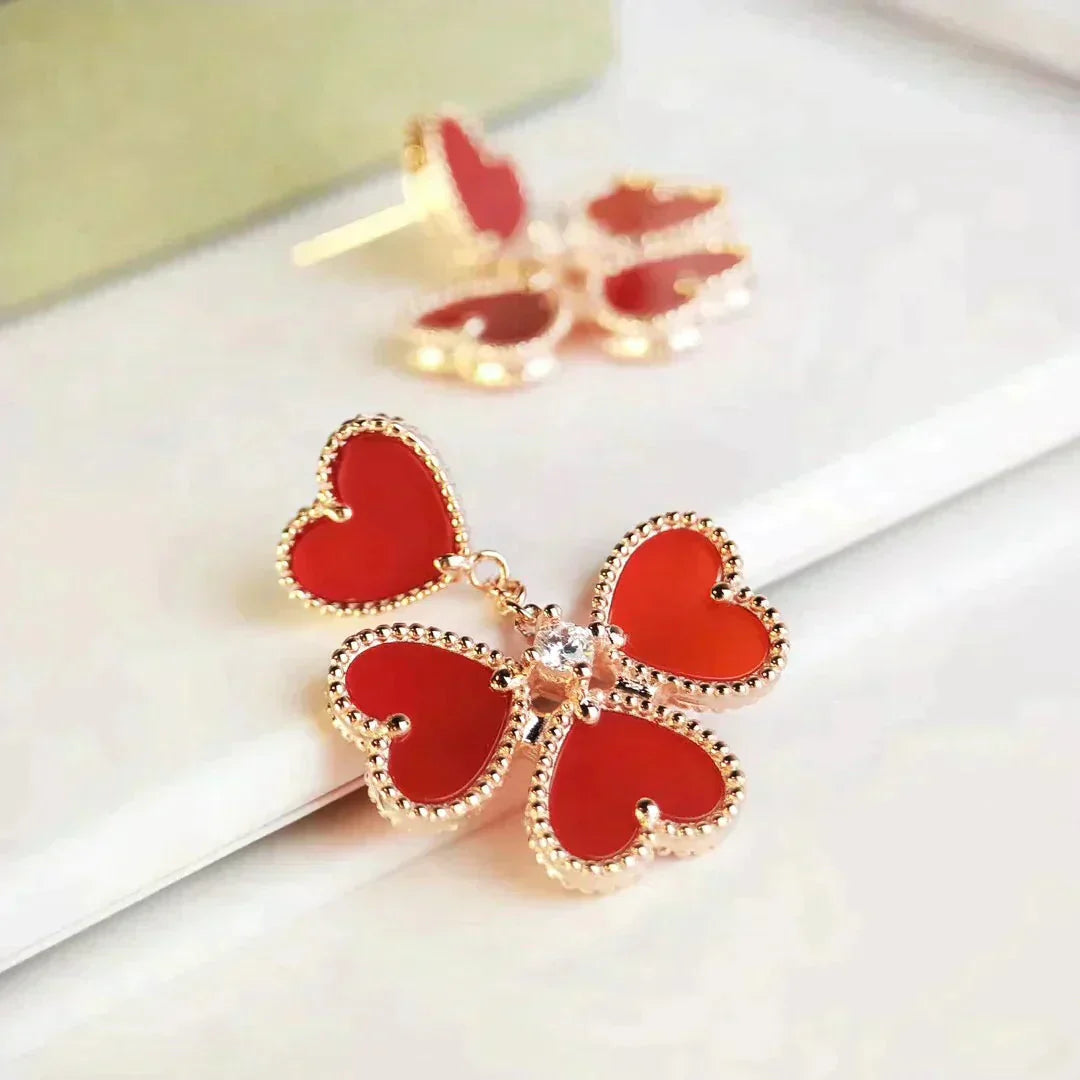 [Luxe Jewelry]SWEET CLOVER CARNELIAN EARRINGS