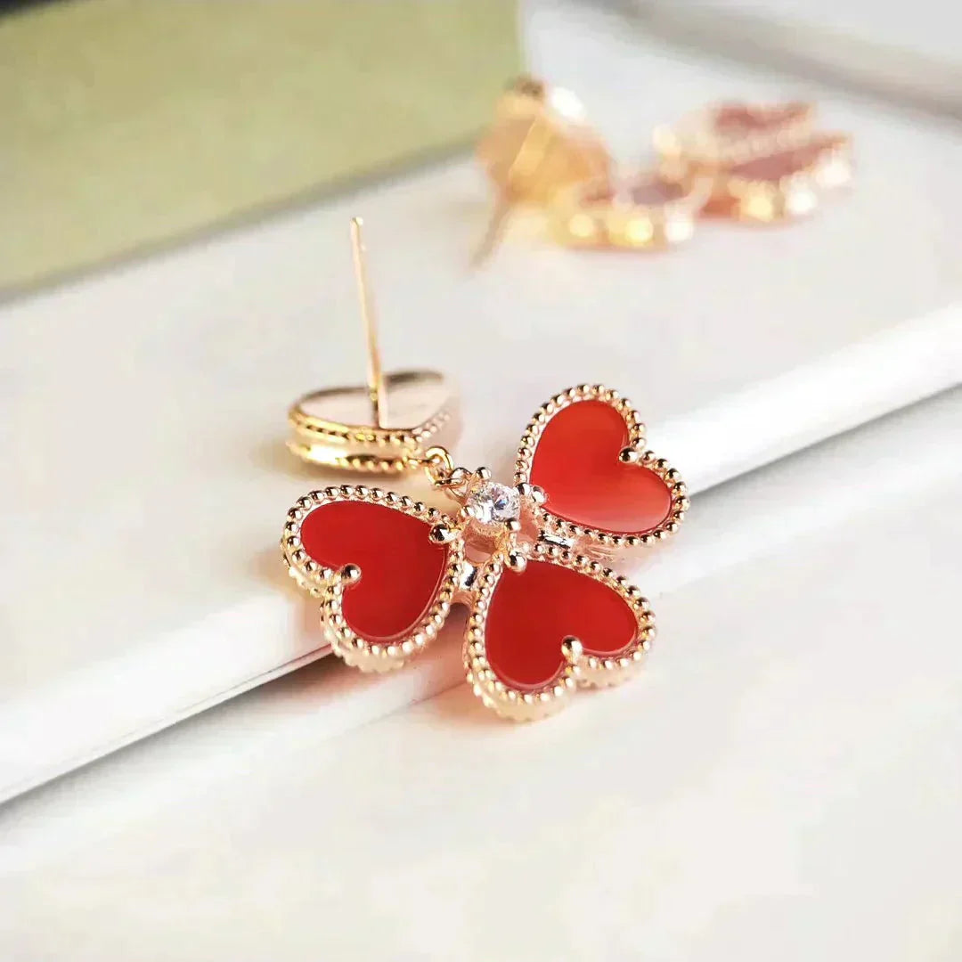 [Luxe Jewelry]SWEET CLOVER CARNELIAN EARRINGS