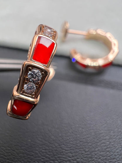 [Luxe Jewelry]SERPENTI CARNELIAN PINK GOLD EARRINGS