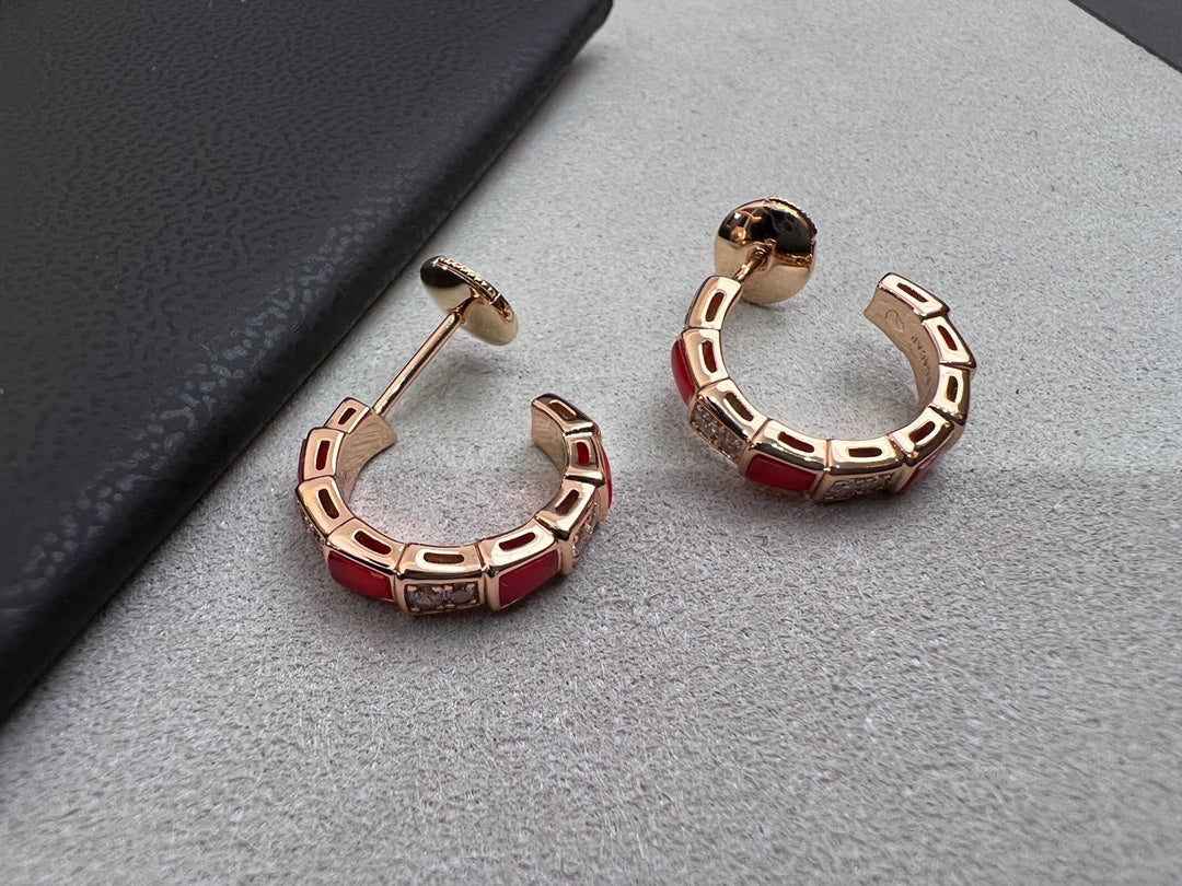 [Luxe Jewelry]SERPENTI CARNELIAN PINK GOLD EARRINGS