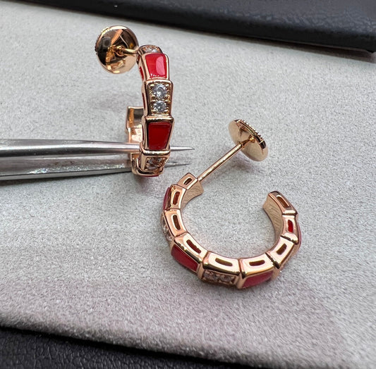 [Luxe Jewelry]SERPENTI CARNELIAN PINK GOLD EARRINGS