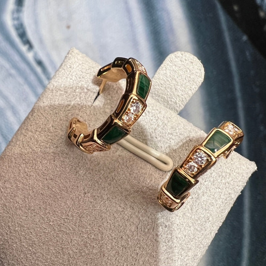 [Luxe Jewelry]SERPENTI MALACHITE PINK GOLD EARRINGS