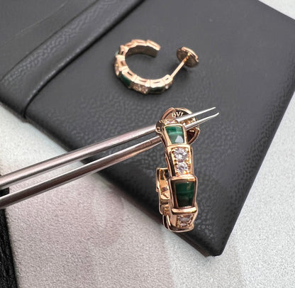 [Luxe Jewelry]SERPENTI MALACHITE PINK GOLD EARRINGS