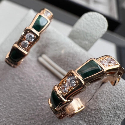 [Luxe Jewelry]SERPENTI MALACHITE PINK GOLD EARRINGS