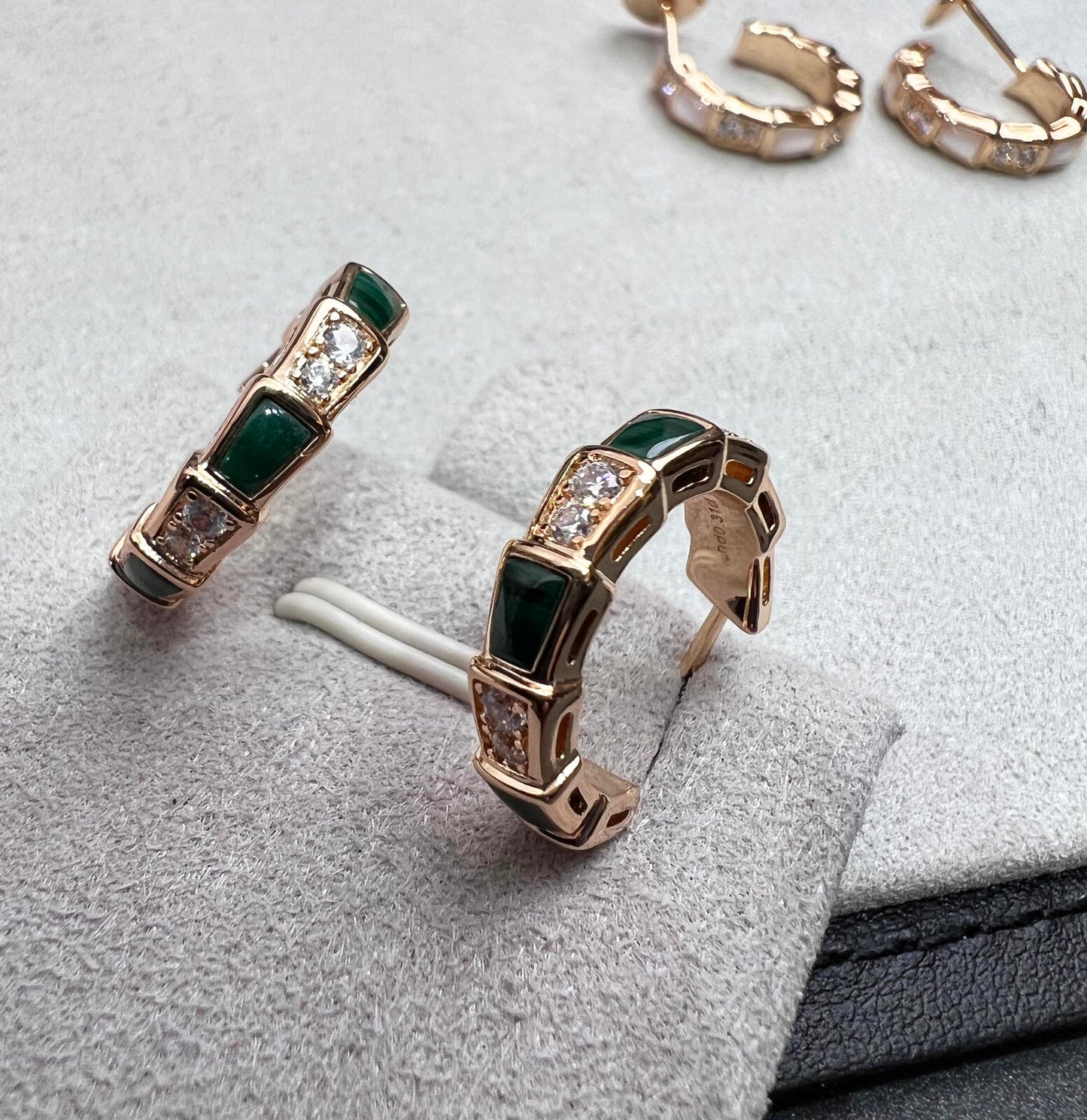 [Luxe Jewelry]SERPENTI MALACHITE PINK GOLD EARRINGS