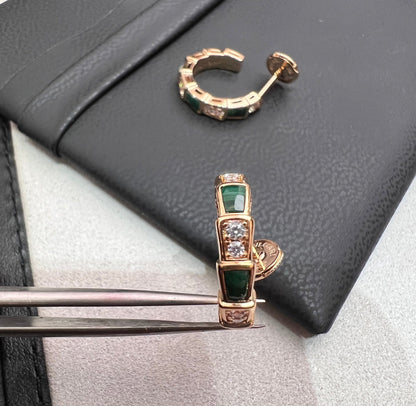[Luxe Jewelry]SERPENTI MALACHITE PINK GOLD EARRINGS