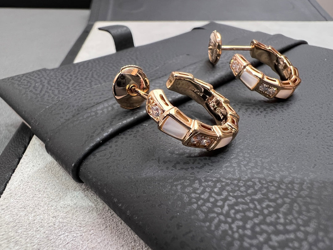 [Luxe Jewelry]SERPENTI MOP PINK GOLD EARRINGS