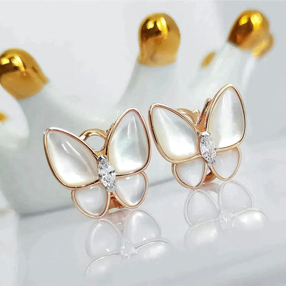 [Luxe Jewelry]BUTTERFLY MOP DIAMOND EARRINGS