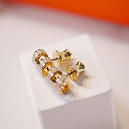 [Luxe Jewelry]MINI POP H GOLD EARRINGS GREY