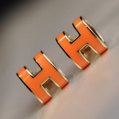 [Luxe Jewelry]MINI POP H EARRINGS ORANGE