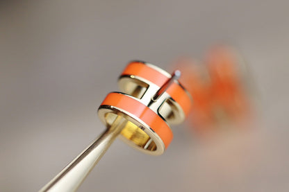[Luxe Jewelry]MINI POP H EARRINGS ORANGE