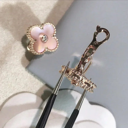 [Luxe Jewelry]CLOVER MEDIUM 1 MOTIFS  PINK MOP DIAMOND EARRINGS