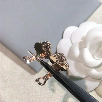[Luxe Jewelry]CLOVER MEDIUM 1 MOTIFS  PINK MOP DIAMOND EARRINGS