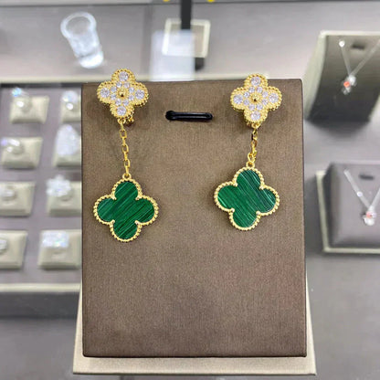 [Luxe Jewelry]CLOVER  2 MOTIFS  DIAMOND  EARRINGS (MULTIPLE CHOICESç´