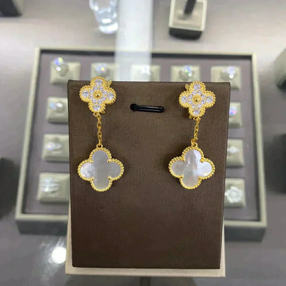 [Luxe Jewelry]CLOVER  2 MOTIFS  DIAMOND  EARRINGS (MULTIPLE CHOICESç´