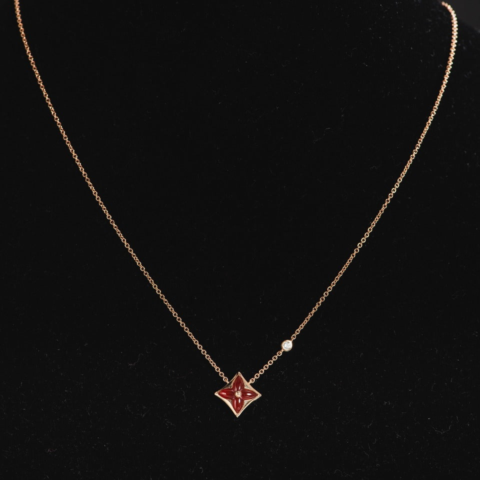 [Luxe Jewelry]STAR NECKLACE PINK GOLD 1 DIAMOND