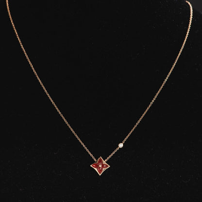 [Luxe Jewelry]STAR NECKLACE PINK GOLD 1 DIAMOND