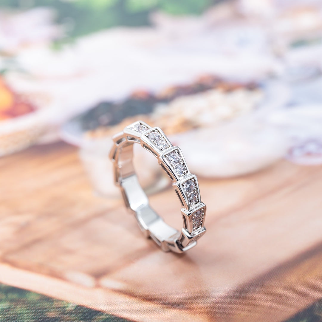[Luxe Jewelry]SERPENTI RING SILVER DIAMOND PAVED 3MM