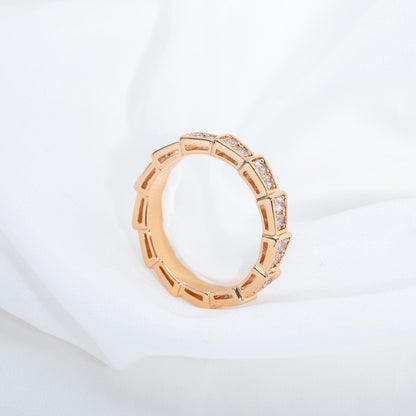 [Luxe Jewelry]SERPENTI RING PINK GOLD DIAMOND PAVED 3MM