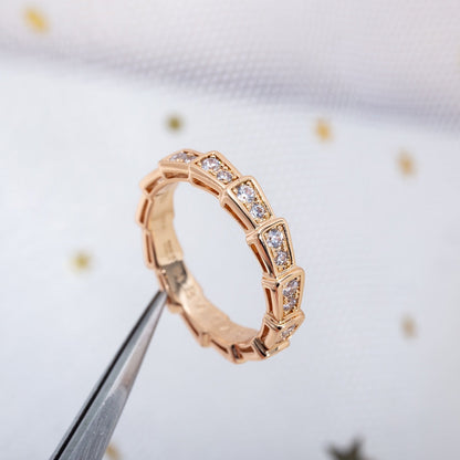 [Luxe Jewelry]SERPENTI RING PINK GOLD DIAMOND PAVED 3MM