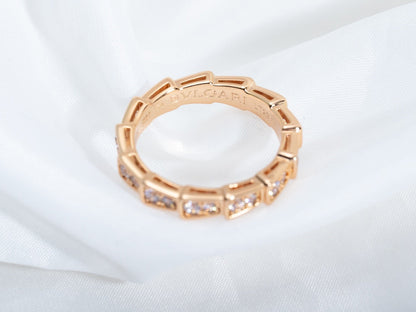 [Luxe Jewelry]SERPENTI RING PINK GOLD DIAMOND PAVED 3MM