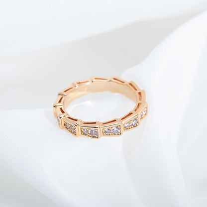 [Luxe Jewelry]SERPENTI RING PINK GOLD DIAMOND PAVED 3MM