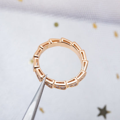 [Luxe Jewelry]SERPENTI RING PINK GOLD DIAMOND PAVED 3MM