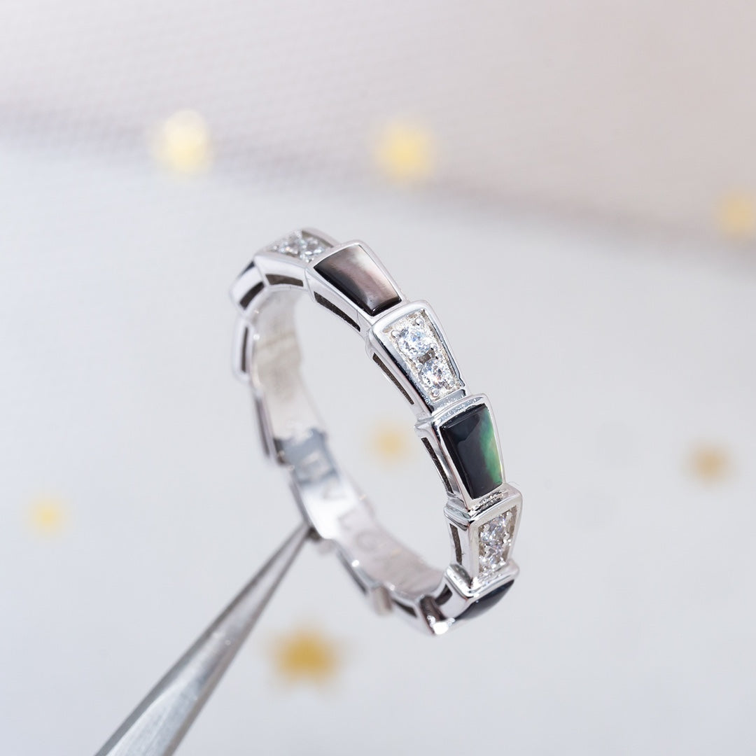 [Luxe Jewelry]SERPENTI RING SILVER  DIAMOND BLACK MOP 3MM