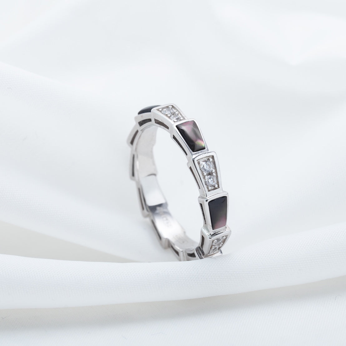 [Luxe Jewelry]SERPENTI RING SILVER  DIAMOND BLACK MOP 3MM