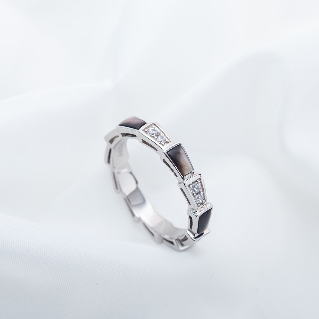 [Luxe Jewelry]SERPENTI RING SILVER  DIAMOND BLACK MOP 3MM