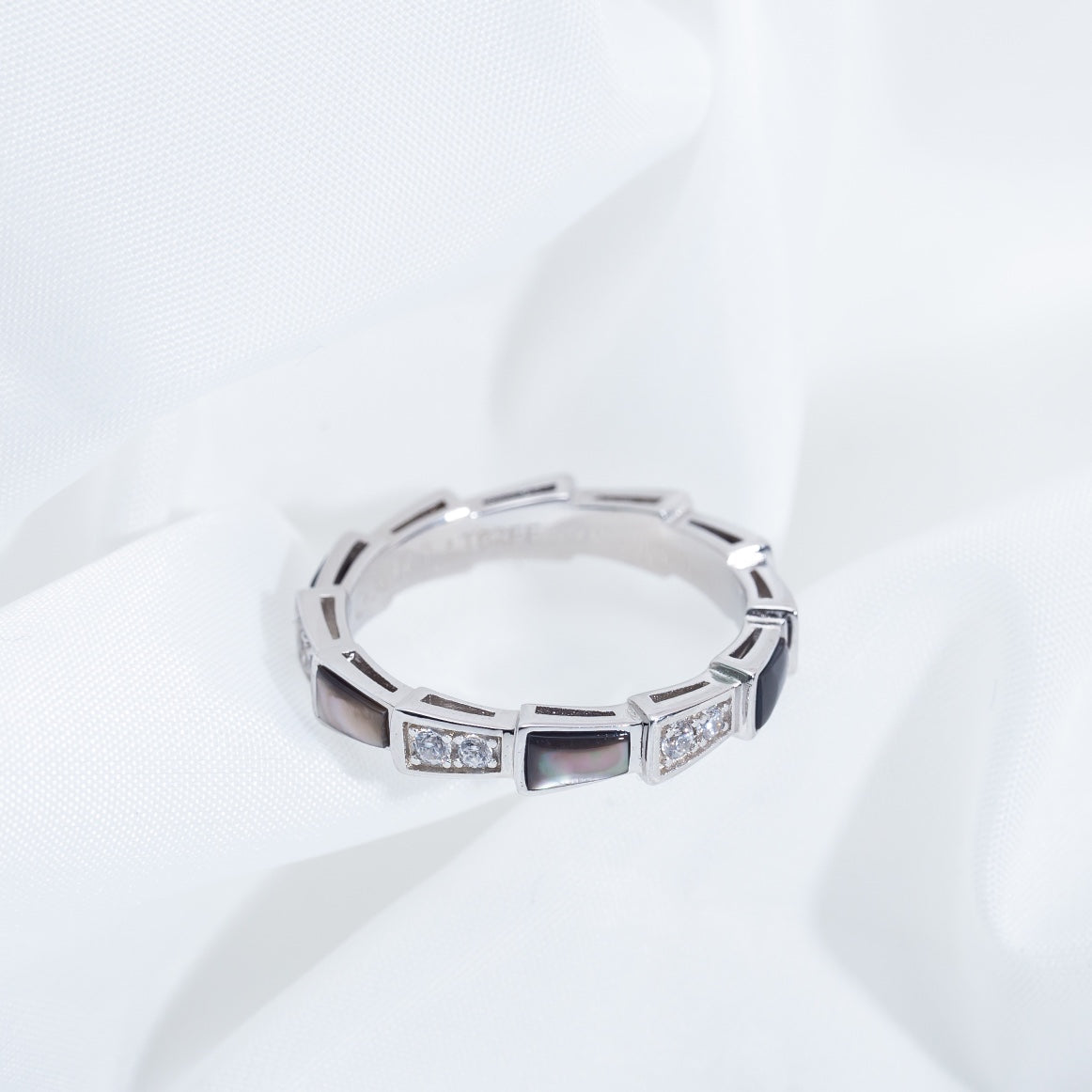 [Luxe Jewelry]SERPENTI RING SILVER  DIAMOND BLACK MOP 3MM