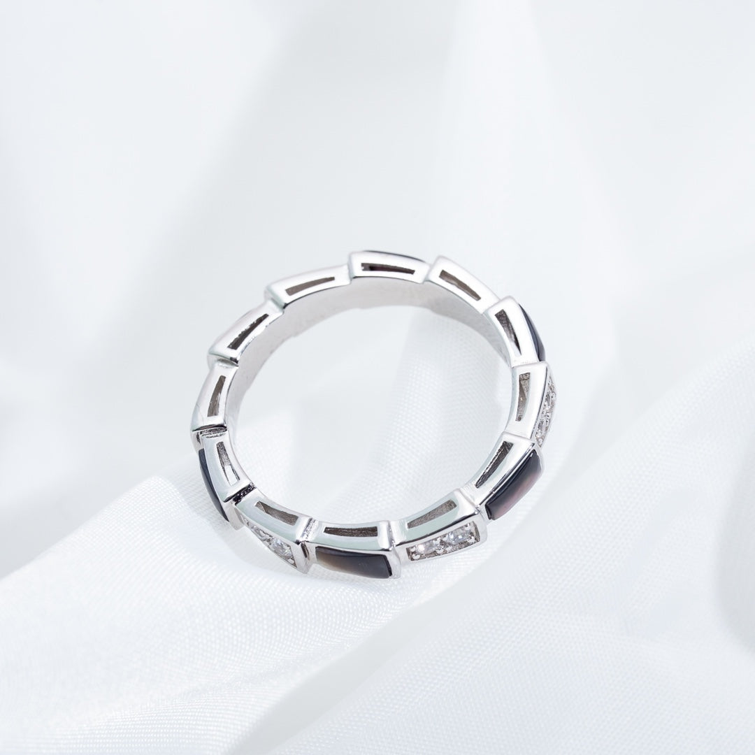 [Luxe Jewelry]SERPENTI RING SILVER  DIAMOND BLACK MOP 3MM