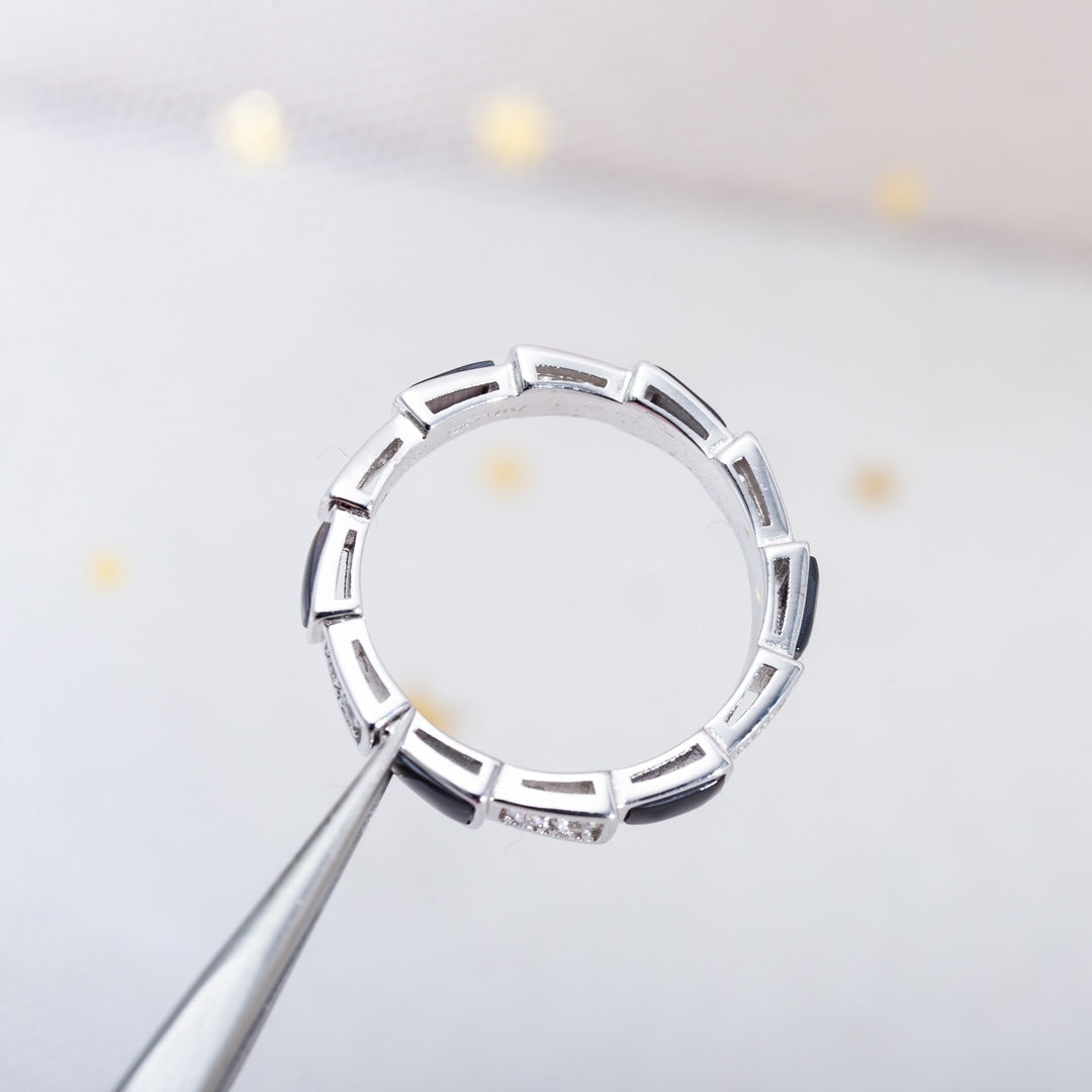 [Luxe Jewelry]SERPENTI RING SILVER  DIAMOND BLACK MOP 3MM