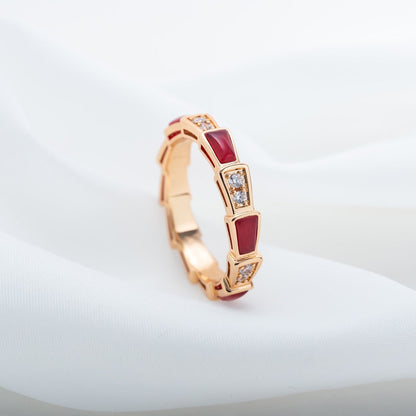 [Luxe Jewelry]SERPENTI RING PINK GOLD CARNELIAN DIAMOND 3MM