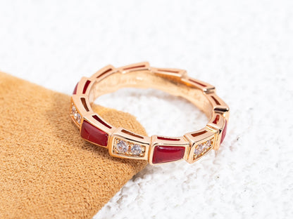 [Luxe Jewelry]SERPENTI RING PINK GOLD CARNELIAN DIAMOND 3MM