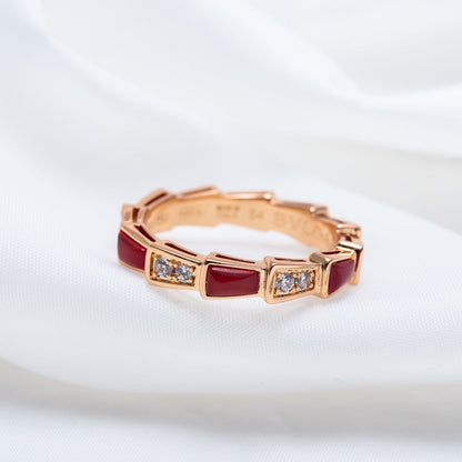 [Luxe Jewelry]SERPENTI RING PINK GOLD CARNELIAN DIAMOND 3MM