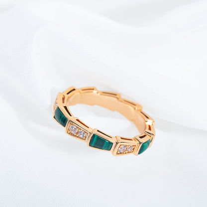 [Luxe Jewelry]SERPENTI RING PINK GOLD MALACHITE DIAMOND 3MM