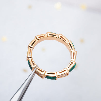 [Luxe Jewelry]SERPENTI RING PINK GOLD MALACHITE DIAMOND 3MM