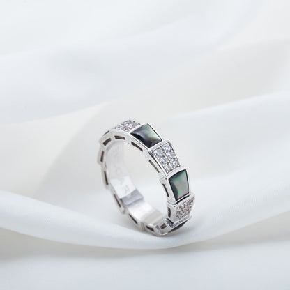 [Luxe Jewelry]SERPENTI RING SILVER DIAMOND BLACK MOP 4MM