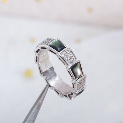 [Luxe Jewelry]SERPENTI RING SILVER DIAMOND BLACK MOP 4MM