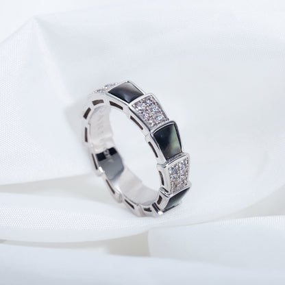 [Luxe Jewelry]SERPENTI RING SILVER DIAMOND BLACK MOP 4MM