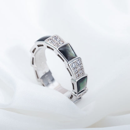 [Luxe Jewelry]SERPENTI RING SILVER DIAMOND BLACK MOP 4MM