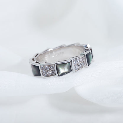[Luxe Jewelry]SERPENTI RING SILVER DIAMOND BLACK MOP 4MM