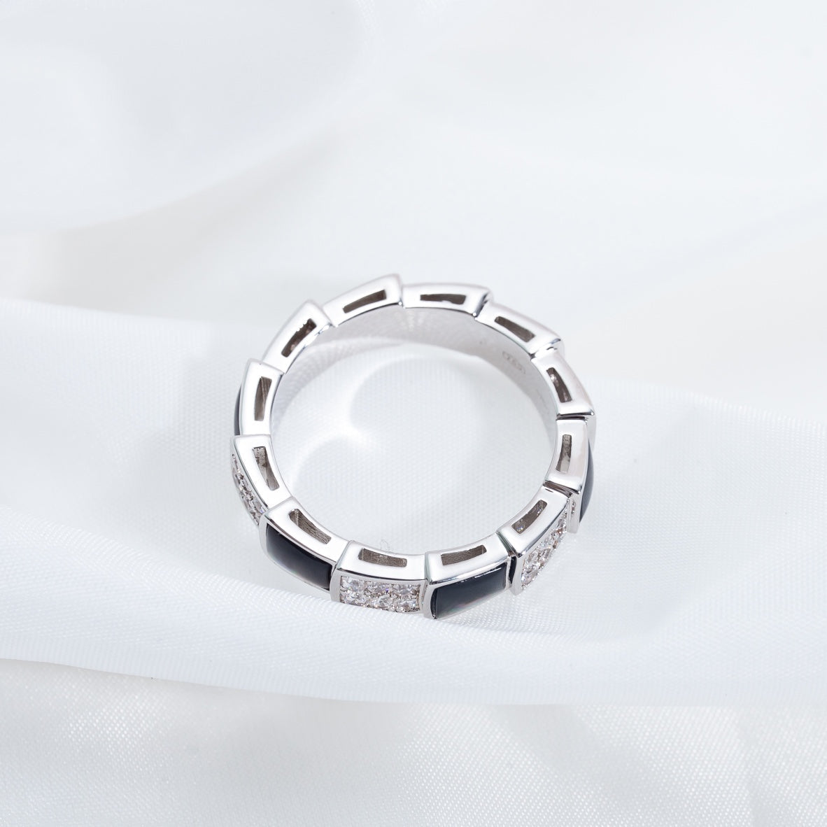 [Luxe Jewelry]SERPENTI RING SILVER DIAMOND BLACK MOP 4MM