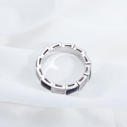[Luxe Jewelry]SERPENTI RING SILVER DIAMOND BLACK MOP 4MM