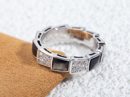 [Luxe Jewelry]SERPENTI RING SILVER DIAMOND BLACK MOP 4MM
