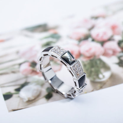 [Luxe Jewelry]SERPENTI RING SILVER DIAMOND BLACK MOP 4MM
