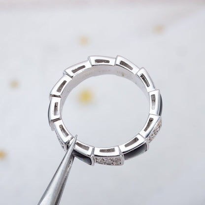 [Luxe Jewelry]SERPENTI RING SILVER DIAMOND BLACK MOP 4MM