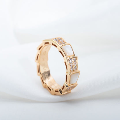 [Luxe Jewelry]SERPENTI RING PINK GOLD MOP DIAMOND PAVED 4MM